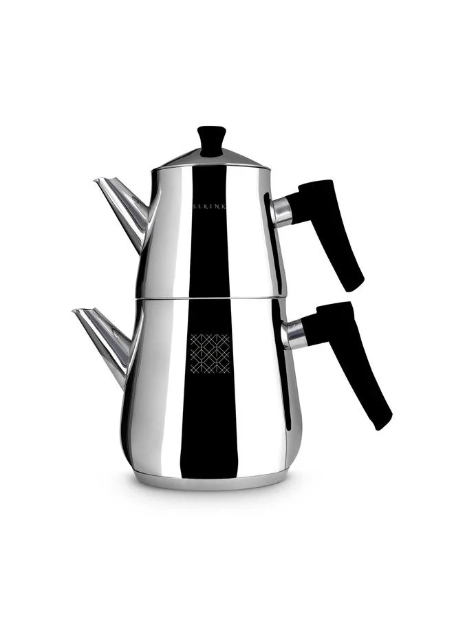 Serenk Traditional Turkish Tea Pot18/10 Stainless Steel Rapid Boil Stove Top Tea Kettle 2 Lids