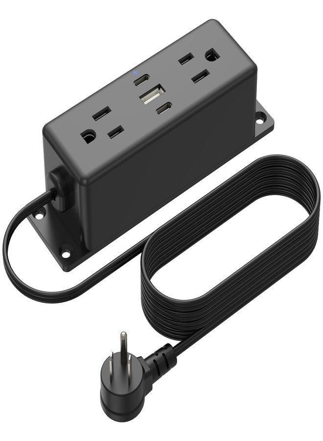 CCCEI Wall Mount Power Strip with USB Ports, Under Desk Mountable Power Strip with Outlets, 6FT Flat Plug Extension Cord Outlet, 20W USB-C Ports. - Image 1