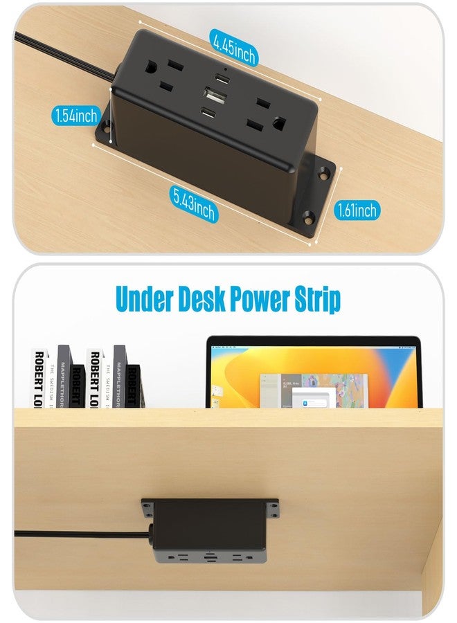 CCCEI Wall Mount Power Strip with USB Ports, Under Desk Mountable Power Strip with Outlets, 6FT Flat Plug Extension Cord Outlet, 20W USB-C Ports. - Image 5