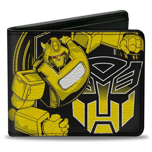 Buckle Down Hasbro Wallet Bifold Transformers Bumblebee Pose and Autobot Logo Shield Yellows Vegan Leather - Image 1
