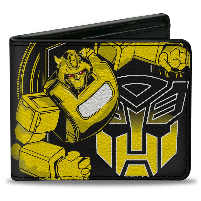 Buckle Down Hasbro Wallet Bifold Transformers Bumblebee Pose and Autobot Logo Shield Yellows Vegan Leather - Image 2
