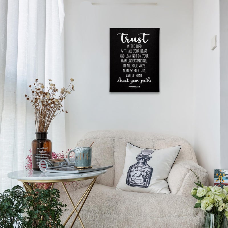 PHAMTE Proverbs 3:5-6 Trust In The Lord With All Your Heart Christian Wall Art  Bible Scripture Wall Decor  Christian Bible Scripture Print Framed Canvas Wall Art Home Room Office Church Decor(11x14 Inch)(Black) - Image 2
