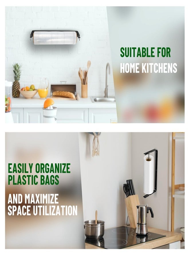 Otoolling Stainless Steel Produce Bag Roll Holder Wall Mount Plastic Grocery Bag Holder for Supermarket Grocery Kitchen, 13.4 x 6.4 x 1.3 Inch(Black) - Image 5