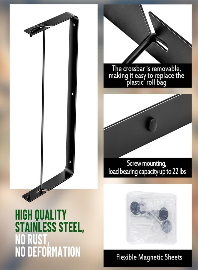 Otoolling Stainless Steel Produce Bag Roll Holder Wall Mount Plastic Grocery Bag Holder for Supermarket Grocery Kitchen, 13.4 x 6.4 x 1.3 Inch(Black) - Image 4