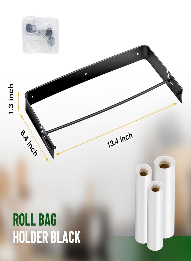 Otoolling Stainless Steel Produce Bag Roll Holder Wall Mount Plastic Grocery Bag Holder for Supermarket Grocery Kitchen, 13.4 x 6.4 x 1.3 Inch(Black) - Image 2