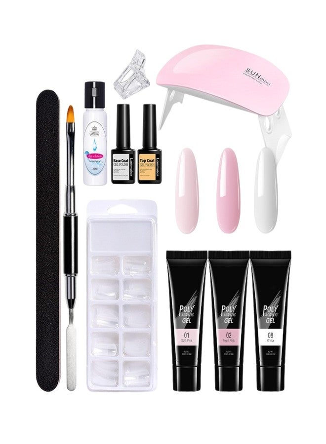 TODDLIS Poly Nail Gel Extension Kit for Builder Gel UV Nail Art Kit Nail Extension Set (11 Pcs Set) ((Nude, Pink, White)) - Image 1