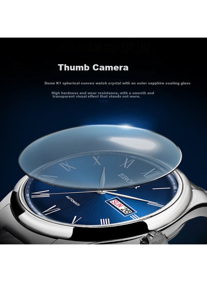 Ebohr Men's Automatic Mechanical Watch With Date, Stainless Steel Band, National Brand Couple's Gift For Birthday, New Year, Valentine's Day - Image 2