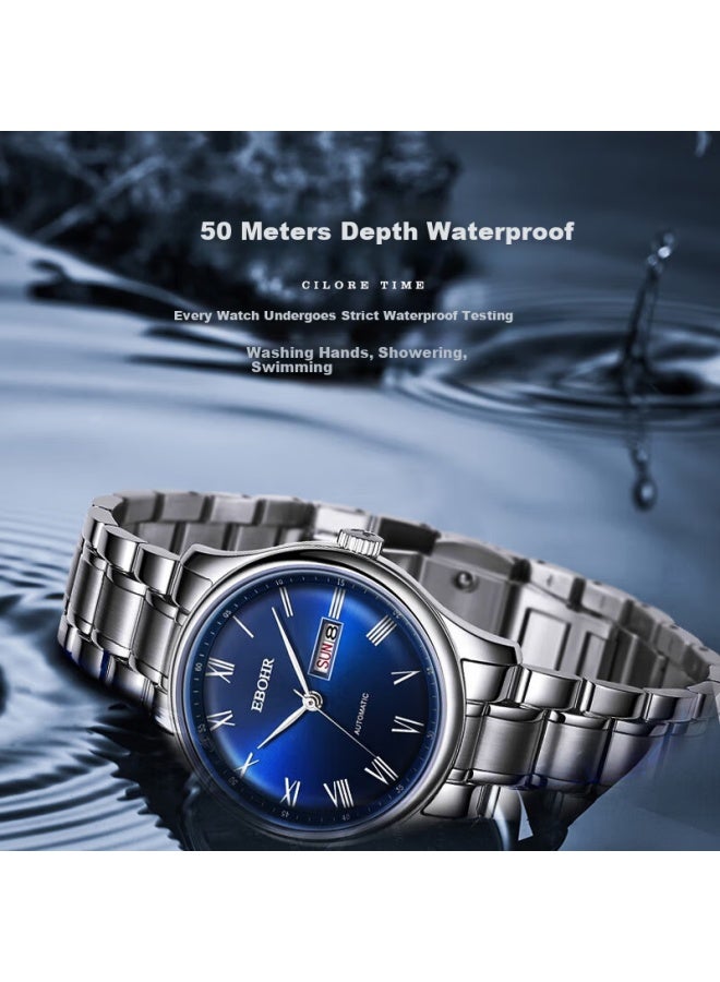 Ebohr Men's Automatic Mechanical Watch With Date, Stainless Steel Band, National Brand Couple's Gift For Birthday, New Year, Valentine's Day - Image 4