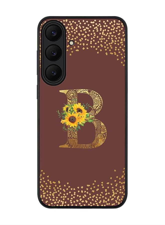 Stylizedd For Samsung Galaxy S25 FE Case,Slim fit Camera Protection, Shockproof Thin Phone cover  - Custom Floral Monogram - B  (Brown )