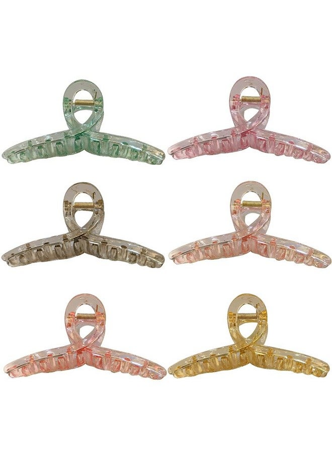 Blubby 6 Transparent Color Hair Jaw Clamp Clips 4.3 Inch Nonslip Hair Claw & Clutcher Strong Hold Matte Clip Clamp Hair Styling Accessories for Women Girls Thin Thick Fine Hair (Wate color) - Image 1