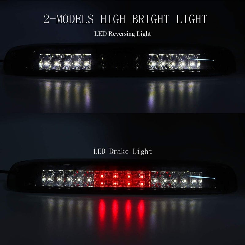 Tresound LED 3rd Third Brake Light for 1999-2007 Chevy Silverado/GMC Sierra 1500 2500 3500 HD Classic, Cargo Lamp High Mount Stop Tail light (Chrome Housing + Smoke Lens) - Image 2