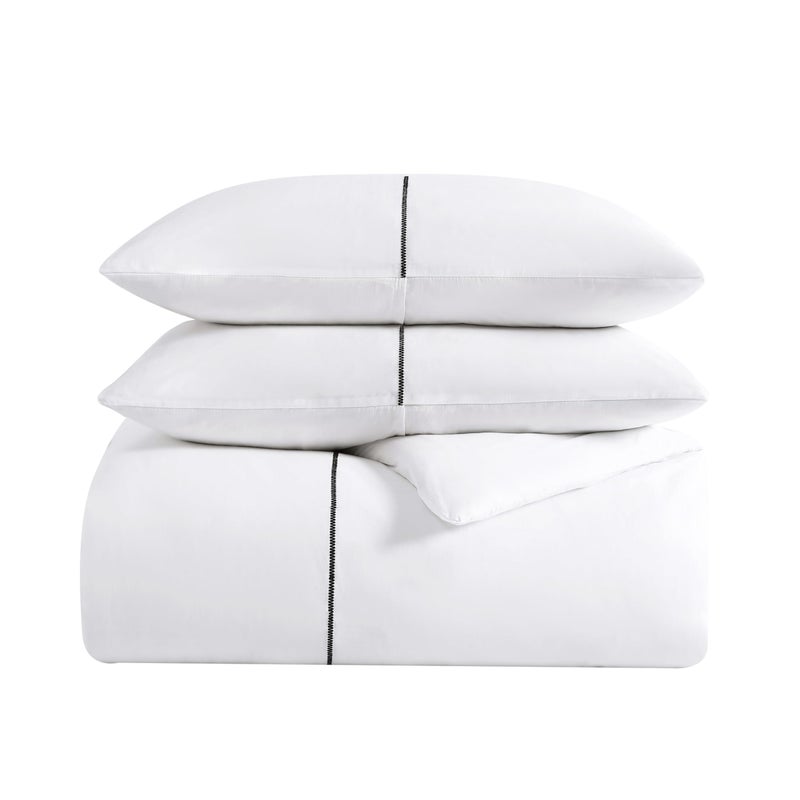 Vera Wang  King Duvet Cover Set Soft Bedding Set with Matching Shams Button Closure Chic Room Essentials Zig Zag White King