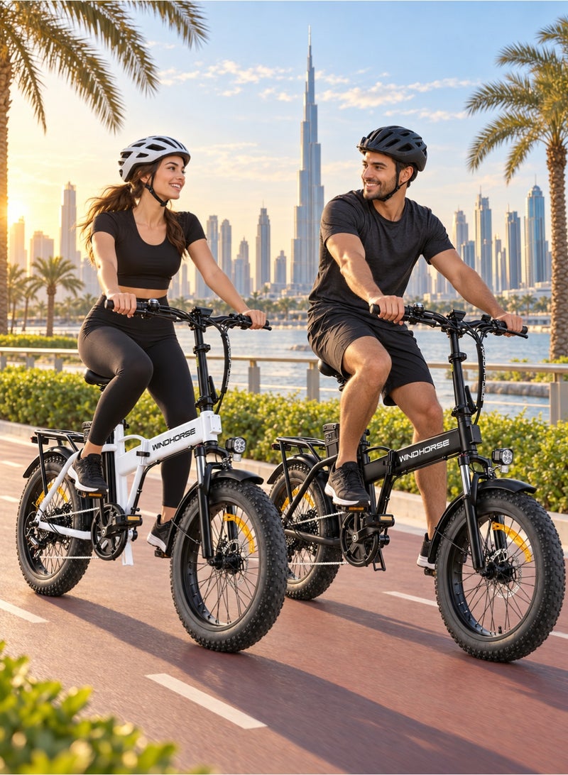 حصان الريح دراجة كهربائية قابلة للطي من W4A بمحرك 720 واط، وبطارية قابلة للإزالة بجهد 48 فولت وسعة 15.6 أمبير/ساعة، وسرعة قصوى تبلغ 40 كم/ساعة، ومدى يصل إلى 60-80 كم، وإطارات مقاس 20 بوصة، ونظام تعليق مزدوج، وناقل حركة شيمانو بـ 7 سرعات، وإطار من سبائك الكربون، وشاشة رقمية — دراجة كهربائية مخصصة للتنقل داخل المدينة والركوب في الهواء الطلق - Image 2