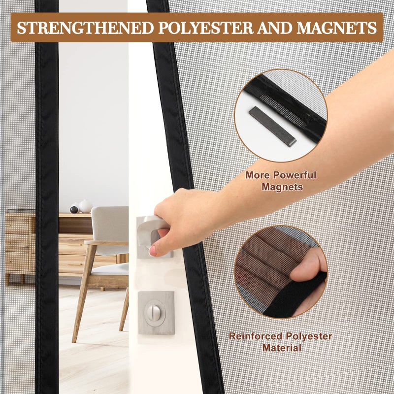 yotache Yotache Reversible Left Right Side Opening Magnetic Screen Door Fits Door Size 62 x 80, Enjoy Breeze Net Curtain for Front, Balcony, Patio Sliding Door, Actual Screen Size 64" x 81"  - Image 5