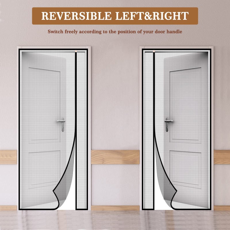 yotache Yotache Reversible Left Right Side Opening Magnetic Screen Door Fits Door Size 62 x 80, Enjoy Breeze Net Curtain for Front, Balcony, Patio Sliding Door, Actual Screen Size 64" x 81"  - Image 4