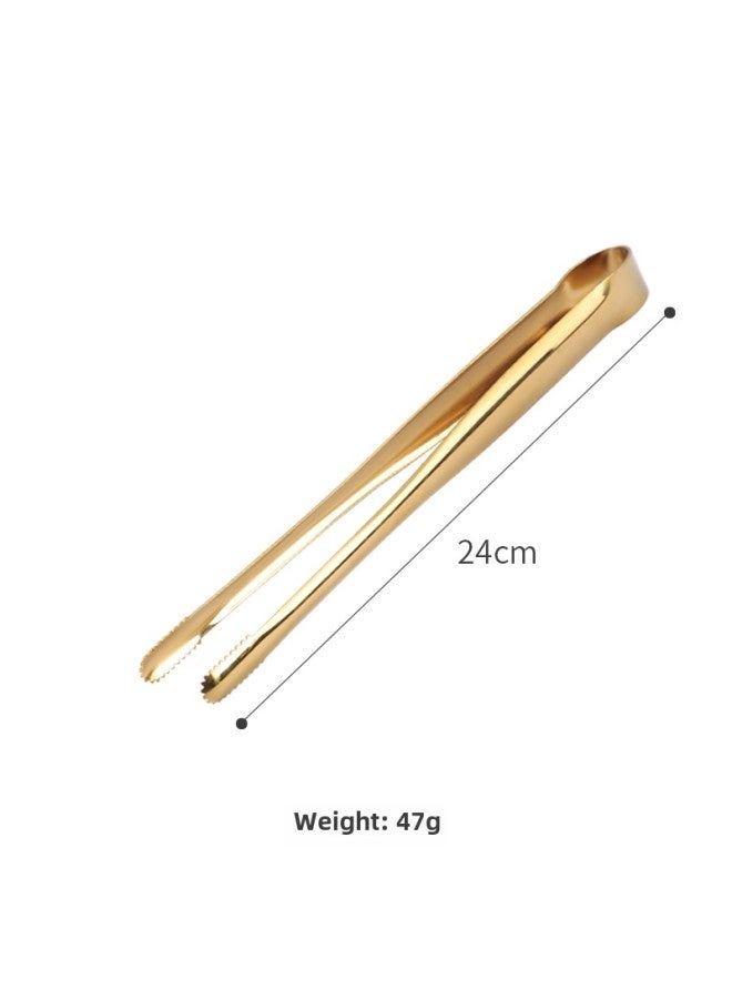 E * Japanese 304 Stainless Steel Barbecue Clip Golden Barbecue Clip Lined Food Clip Steak Clip BBQ Buffet Cuisine-Colour:Bare Body Barbecue Clip Medium Size 24cm (gold) - Image 1