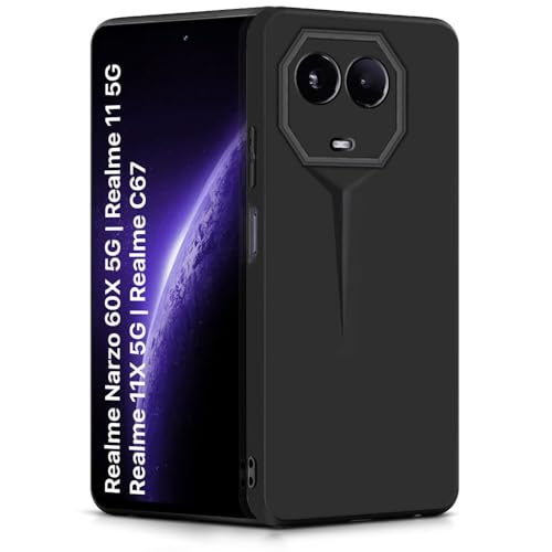 WOW IMAGINE Slim Back Cover for Realme Narzo 60X 5G | Realme 11X 5G | 11X 5G | C67 5G | Blade Series Ultra Thin Case | Camera Protection | Soft Matte Silicone Flexible Mobile Case - Black - Image 1