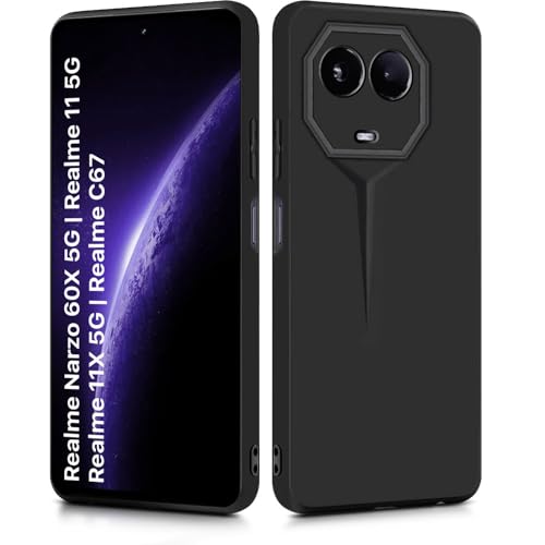 WOW IMAGINE Slim Back Cover for Realme Narzo 60X 5G | Realme 11X 5G | 11X 5G | C67 5G | Blade Series Ultra Thin Case | Camera Protection | Soft Matte Silicone Flexible Mobile Case - Black - Image 2