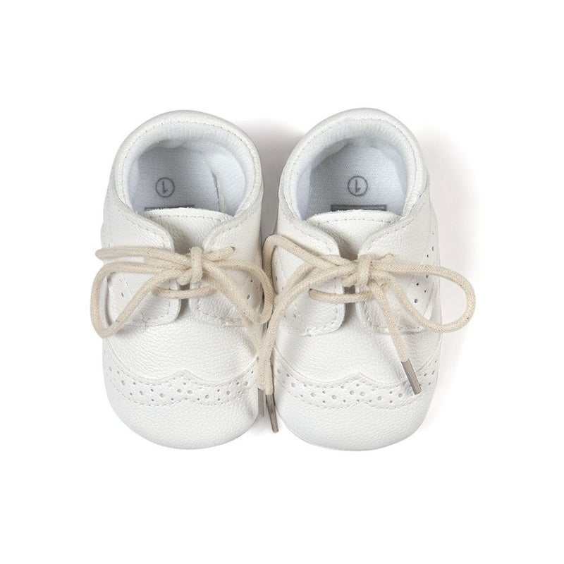 ESTAMICO Baby Boys Shoes Prewalker PU Sneakers White 12-18 Months - Image 1