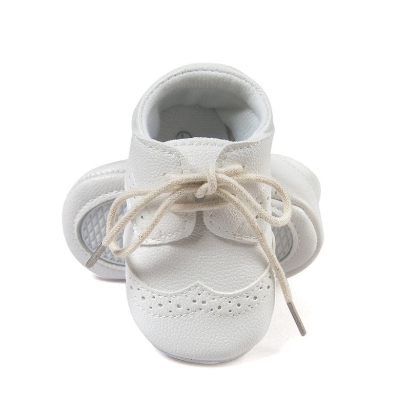 ESTAMICO Baby Boys Shoes Prewalker PU Sneakers White 12-18 Months - Image 3