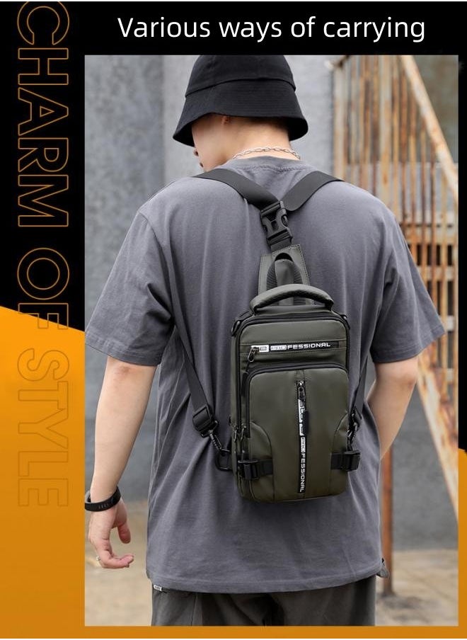 WAOKN - New Men's Multifunctional Small Backpack, Boys' Fashionable Casual Shoulder Bag Crossbody Bags Sling Bag Side Bag, Waterproof Space Cloth Chest Bag Carry Bag for College Students and Teenagers - Image 1