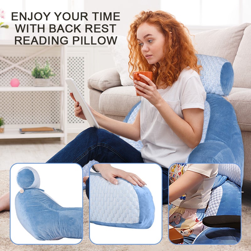 Aoresac Reading Pillow with with Armrests/Large Adult Backrest with Arms/Back Support for Sitting Up in Bed with Washable Cover (Sit up Pillow) - Image 2