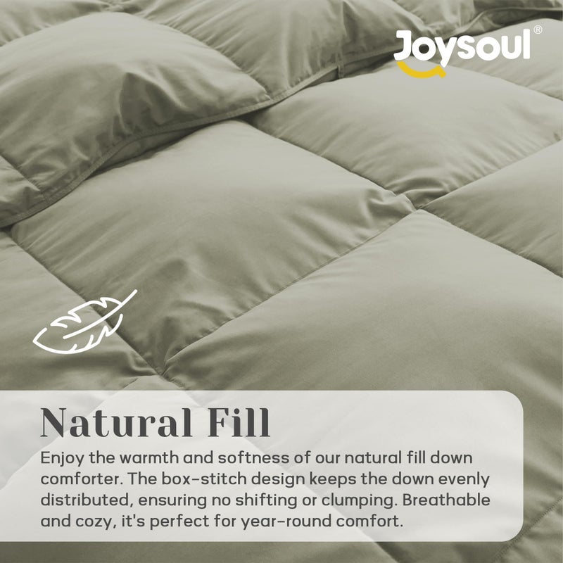 Joysoul Queen Size Down Comforter - All Season Ultra Soft Goose Down & Feather Fiber Fill, Luxury Hotel Sage Green Duvet Insert with Corner Tabs (88" X 88") - Image 3