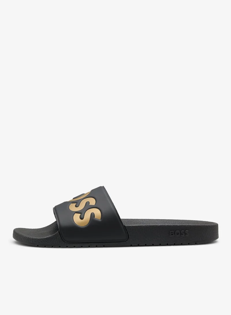 BOSS black Italian-made slides with large logo detail for Men | Best Price UAE