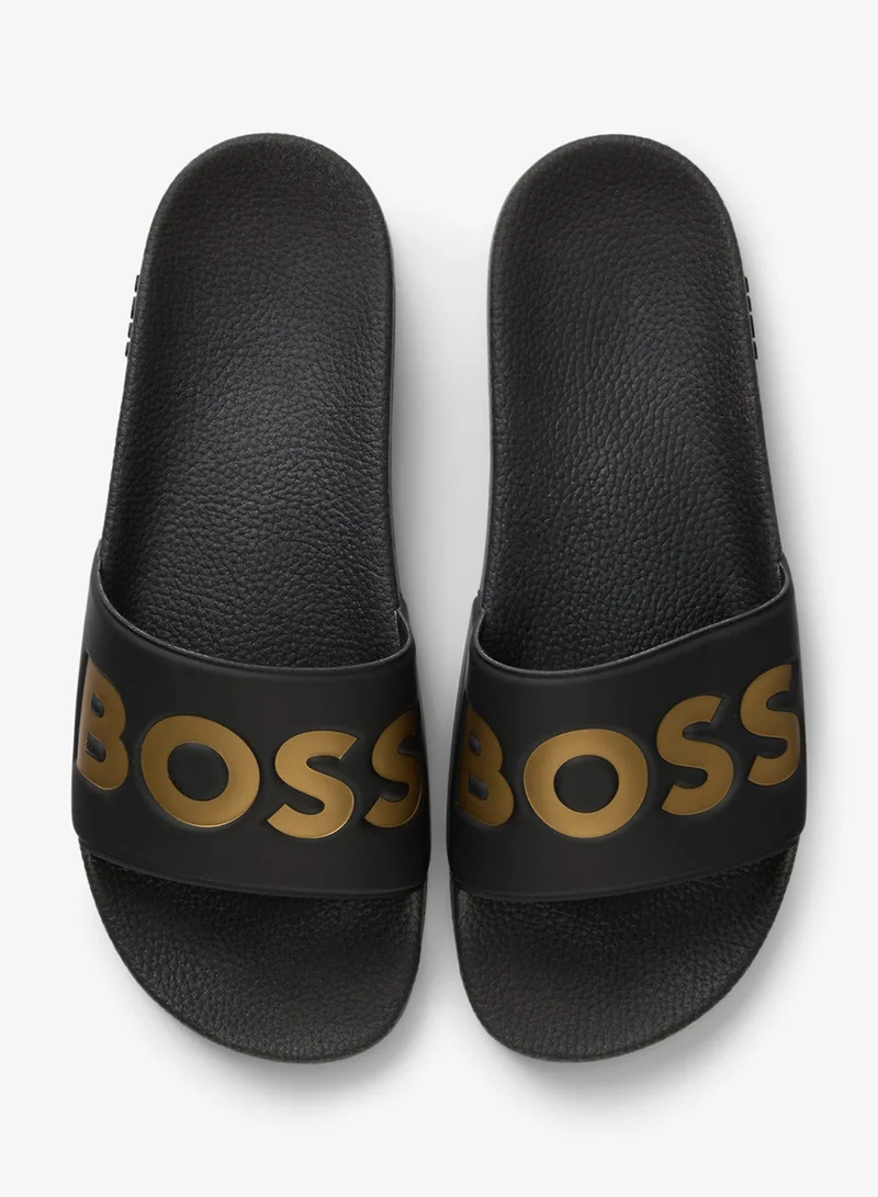 BOSS black Italian-made slides with large logo detail for Men | Best Price UAE