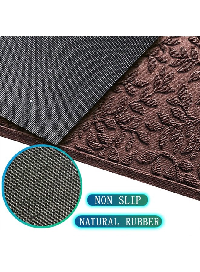 Bulijojo Sturdy Front Entrance Doormats,Durable Heavy Duty Welcome Mat,Thick Absorbent Natural Rubber Non Slip Mat,Easy Clean Entryway Mat 17x30 Inch Leaves Brown - Image 4