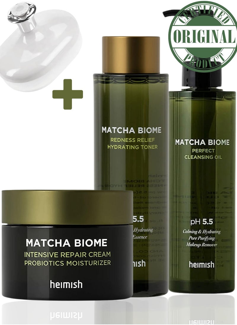 Heimish Heimish Matcha Biome Ultimate Skin Soothing Set: Cleansing Oil, Redness Relief Toner, Intensive Repair Cream & Face Scrubber  - Image 2