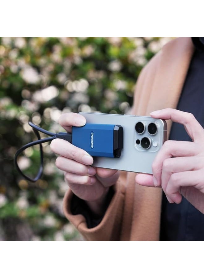 ترانسيند 11 Transcend 1 TB External SSD, Up to 2000MB/s, Supports Apple 4K 60fps ProRes, USB Hard Drive for iPhone15,16,17/iPad/Mac//PS5/Windows/Android, IPX5 USB 3.2 Gen2 Portable SSD.TS1TESD410C (1, TB) - Image 2