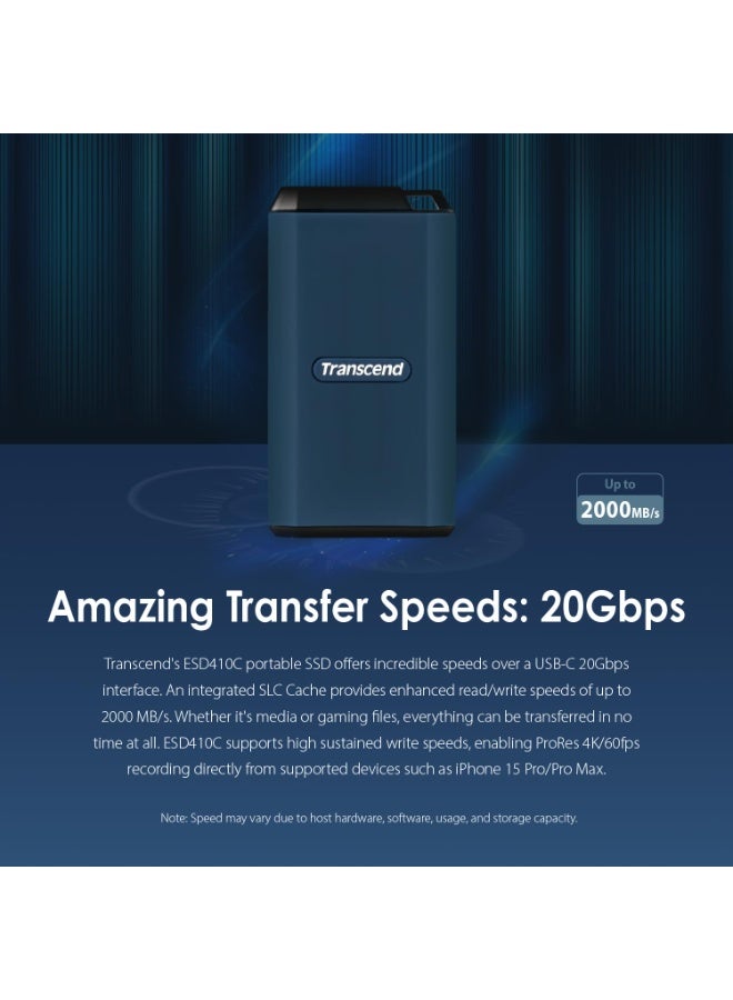 ترانسيند 11 Transcend 1 TB External SSD, Up to 2000MB/s, Supports Apple 4K 60fps ProRes, USB Hard Drive for iPhone15,16,17/iPad/Mac//PS5/Windows/Android, IPX5 USB 3.2 Gen2 Portable SSD.TS1TESD410C (1, TB) - Image 5