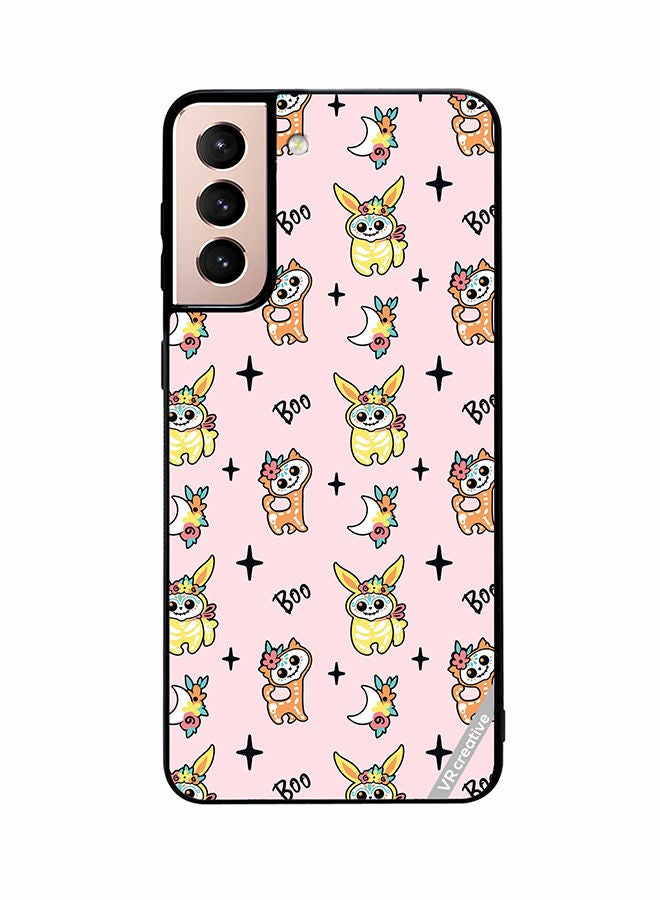 VR CREATIVE Protective Case Cover For Samsung Galaxy S21 Plus 5G Skeletons Of Cute Animals On Pink Design Multicolour - Image 1
