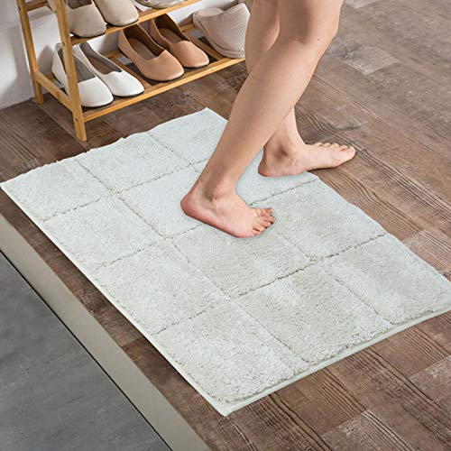 HOKIPO Premium Rubber Backing Anti Slip Microfiber Shaggy Door Mat for Home and Bathroom, Large 50 x 75 CM - Cream (AR2434-CRM) - Image 1