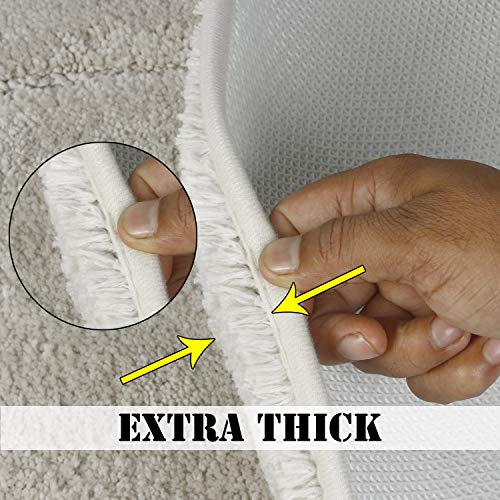 HOKIPO Premium Rubber Backing Anti Slip Microfiber Shaggy Door Mat for Home and Bathroom, Large 50 x 75 CM - Cream (AR2434-CRM) - Image 5