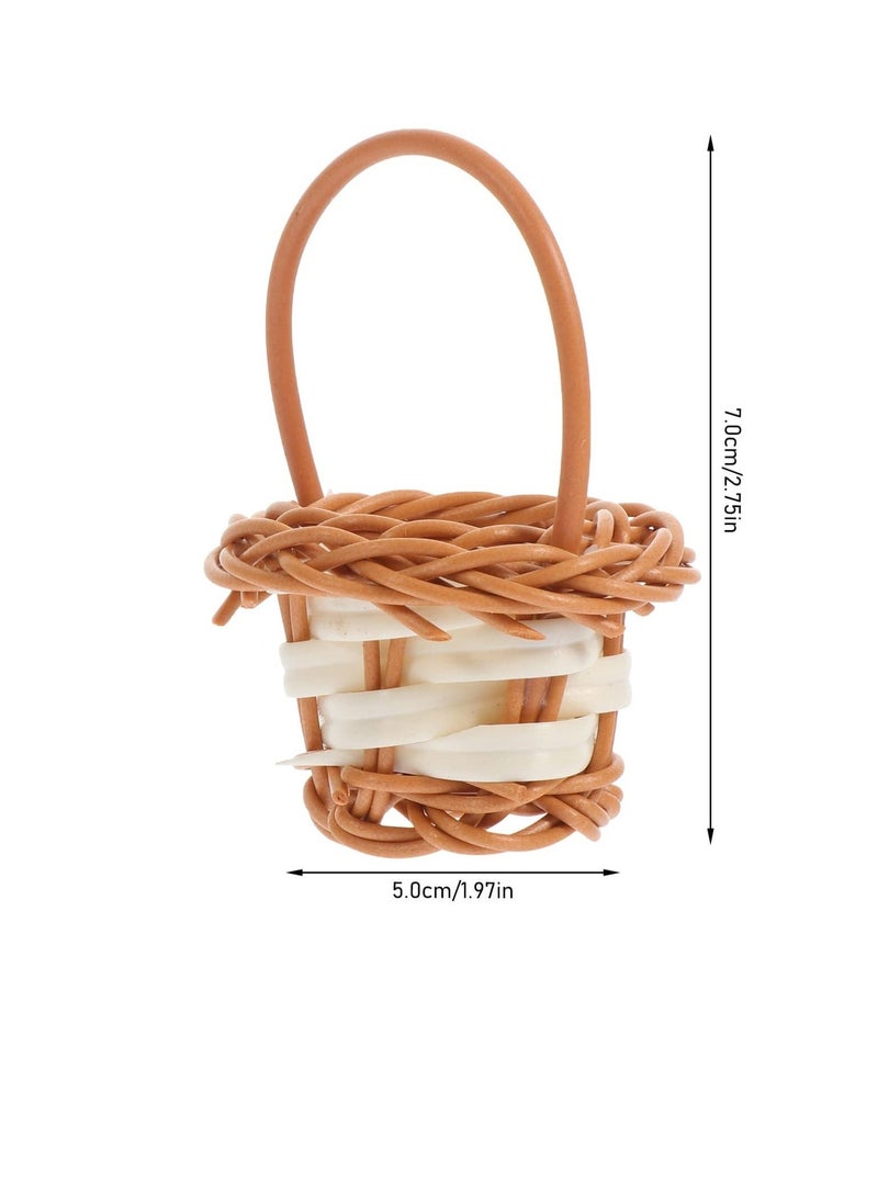 Generic - 10 Pcs Mini Woven Baskets, Beautiful Flower Girl Baskets, Miniature Picnic Baskets, Perfect for Picnic Wedding Birthday Rustic Farmhouse Decor - Image 1