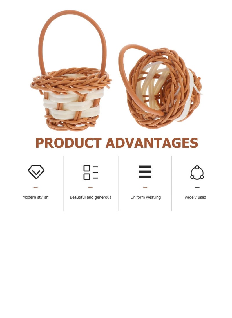 Generic - 10 Pcs Mini Woven Baskets, Beautiful Flower Girl Baskets, Miniature Picnic Baskets, Perfect for Picnic Wedding Birthday Rustic Farmhouse Decor - Image 1