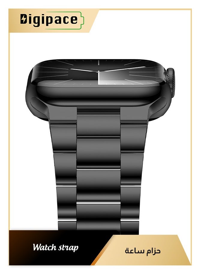 Digipace - Lightweight Stainless Steel Band, Designed Replacement iWatch Bands for Men & Women,Black - Image 1