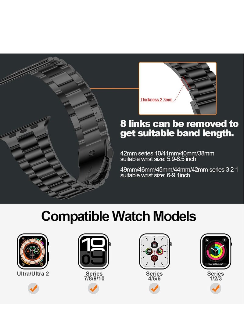 Lightweight Stainless Steel Band, Designed Replacement  Bands for Men & Women,Black  - Image 4