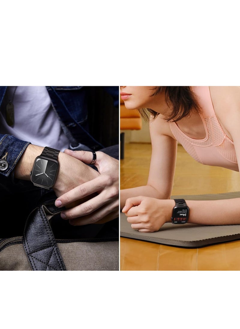 Digipace - Lightweight Stainless Steel Band, Designed Replacement iWatch Bands for Men & Women,Black - Image 1