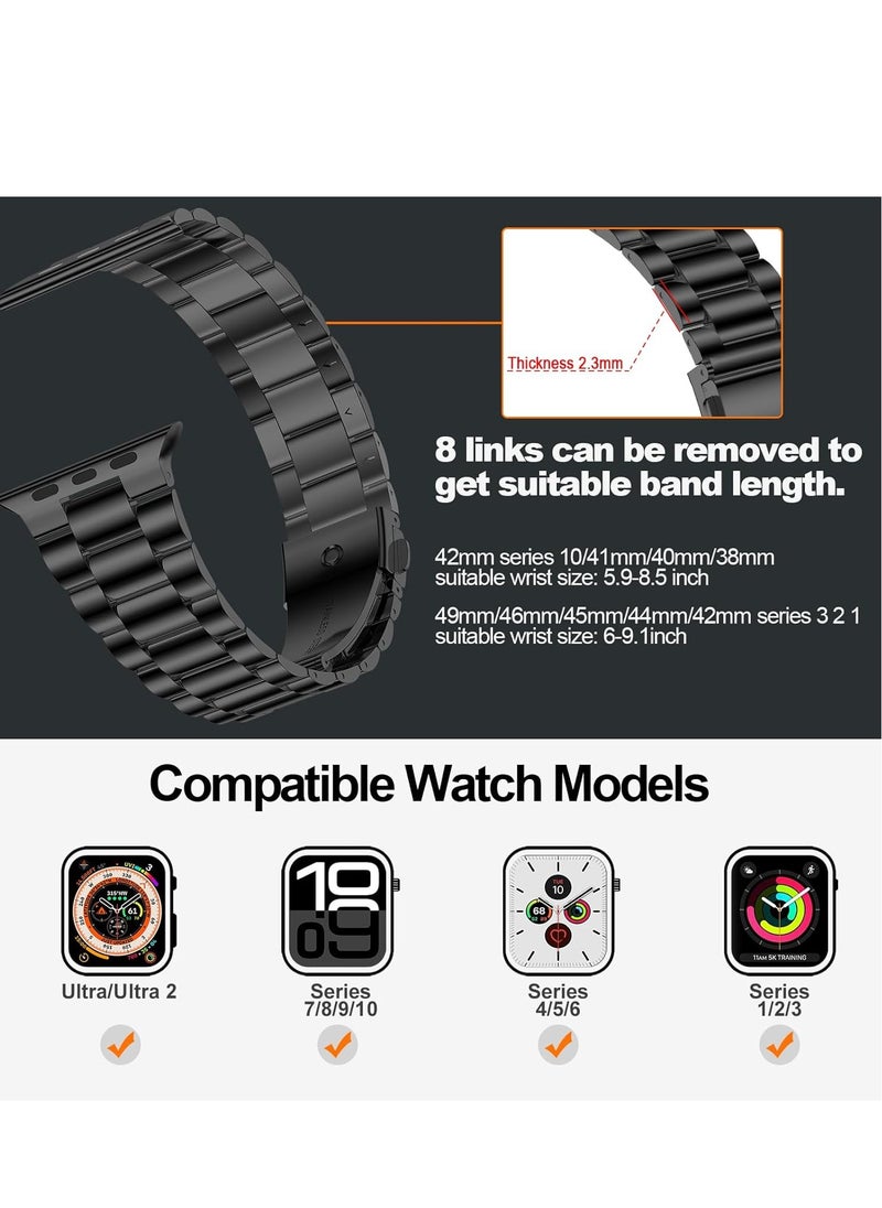 Digipace - Lightweight Stainless Steel Band, Designed Replacement iWatch Bands for Men & Women,Black - Image 1