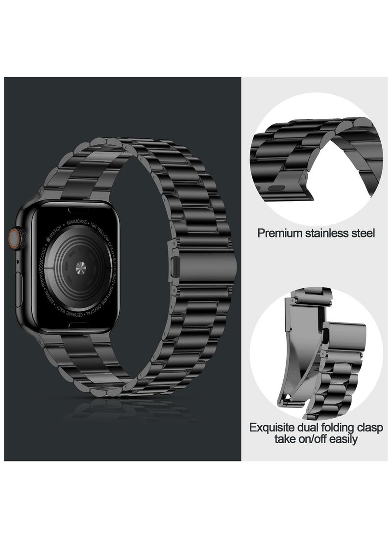 Digipace - Lightweight Stainless Steel Band, Designed Replacement iWatch Bands for Men & Women,Black - Image 1