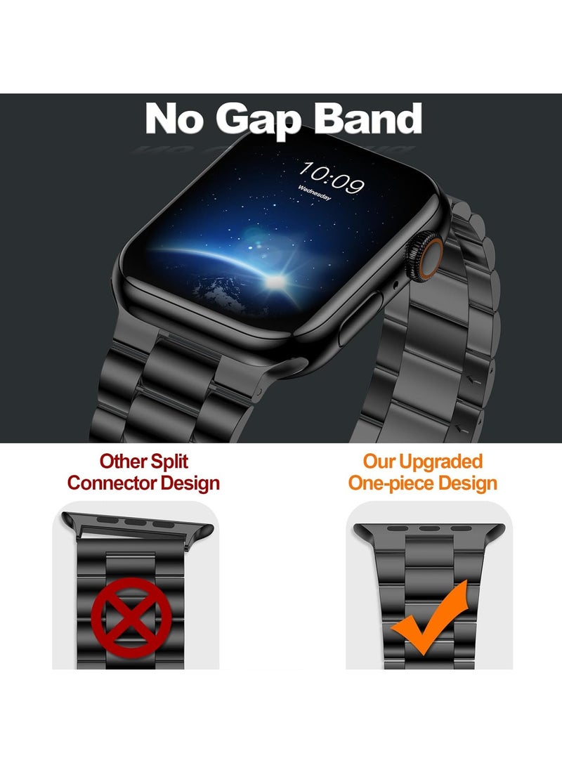 Digipace - Lightweight Stainless Steel Band, Designed Replacement iWatch Bands for Men & Women,Black - Image 1