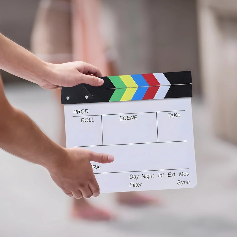 Dry-Erase Wooden Clapboard, Large 11.8 X 10.6 Inch Film Slate, Photography Director’S Prop with 4 Erasable Markers and Rainbow Stripes - Image 5