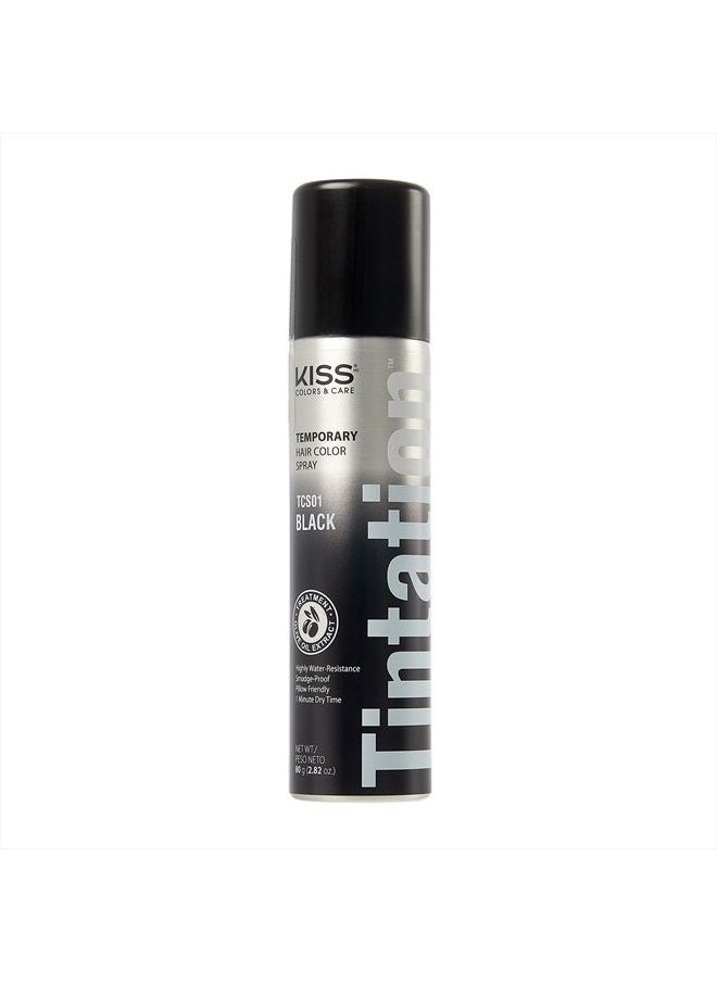 KISS Tintation Temporary Hair Color Spray Black 80g  - Image 1
