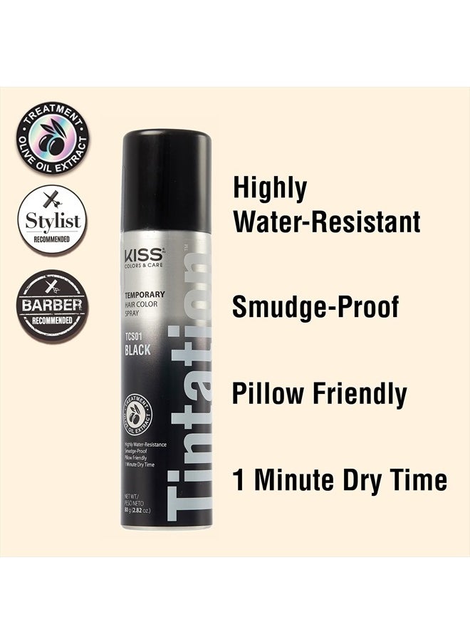 KISS Tintation Temporary Hair Color Spray Black 80g  - Image 5
