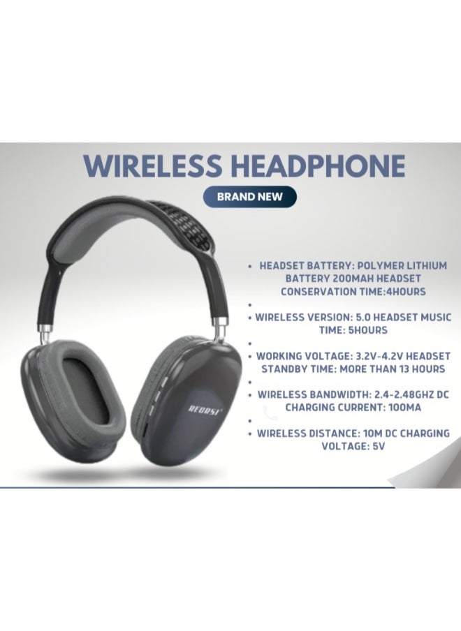 RECRSI - Recrsi RE-NY024 Wireless Over Ear Headphone Bass Booster Polymer Lithium battery 200mAh Headset 5V Wireless Listening NFC Technology. - Image 1
