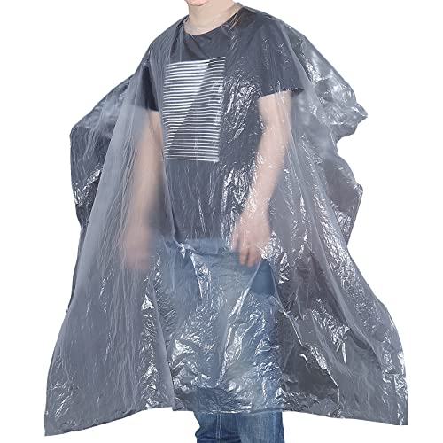 ZEONHAK 150 PCS Disposable Hair Salon Capes, 63 x 51 Inch Hair Cutting Cape, Disposable Barber Capes Waterproof Shampoo Cape for Home, Salon Hairdressing, Clear - Image 1