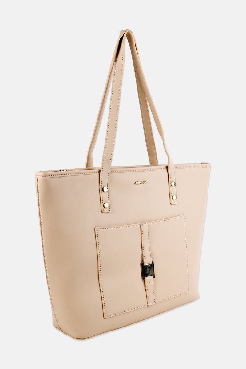 Jenny Women Brand Logo Tote Bag, Beige - Image 2